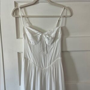 Reformation White Lace-Trimmed Dress